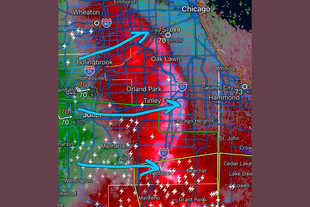 Another Bow Echo Sends Strong Thunderstorm Winds Through Chicago Suburbs With Gusts to Seventy-Five MPH Reported Near Midway Airport