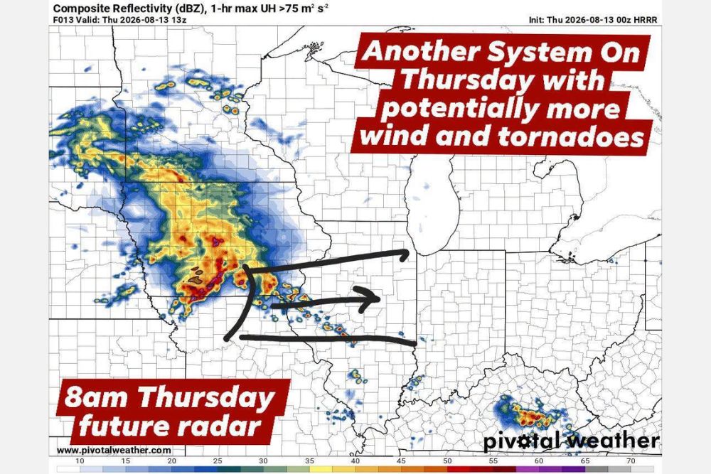 Another Strong MCS Threatens Illinois Thursday With Damaging Wind Gusts and Tornadoes Possible South of Interstate 80 Into Central Indiana