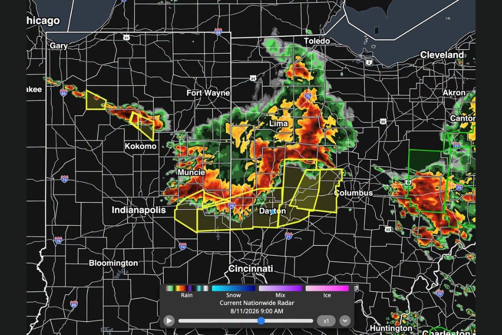 Damaging Line of Storms Sweeps From Fort Wayne Through Indianapolis and Dayton With Elevated Wind Gusts Up to Seventy MPH and Inch-Size Hail