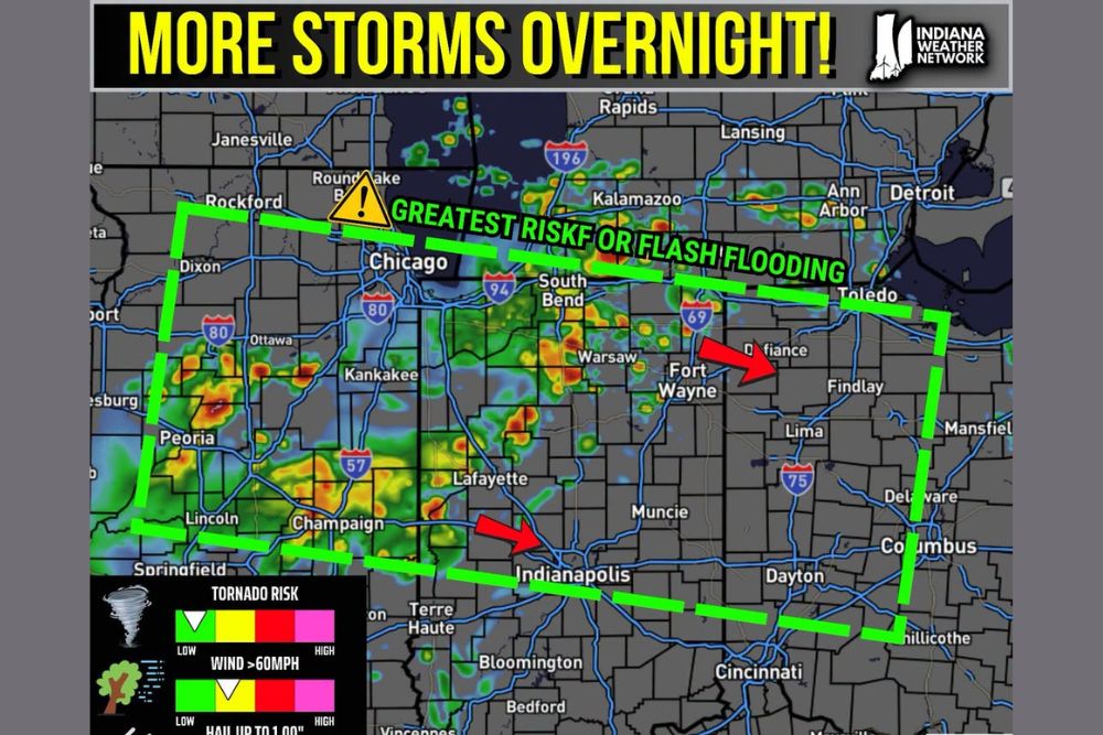 More Overnight Storms Renew Flash Flood Risk From Chicago to Toledo With One to Three Inches of Additional Rain Possible by Tomorrow Afternoon