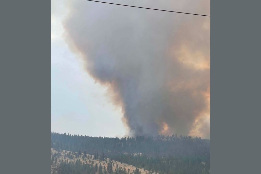 Reevas Basin Fire Grows to Four Hundred Acres East of Tonasket Washington With Fast Growing Smoke Column and Multiple Aircraft Responding