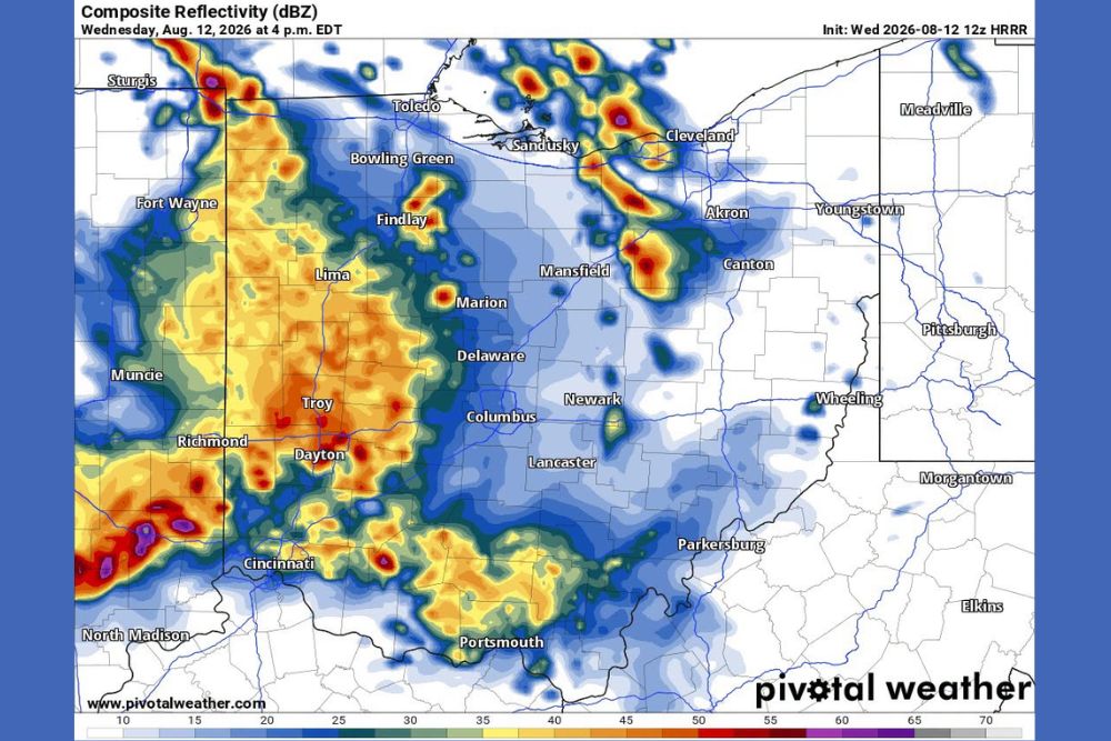 Storm Coverage Expands Across Ohio This Afternoon and Evening as Model Guidance Hints at Low End Damaging Wind Potential in Isolated Pockets